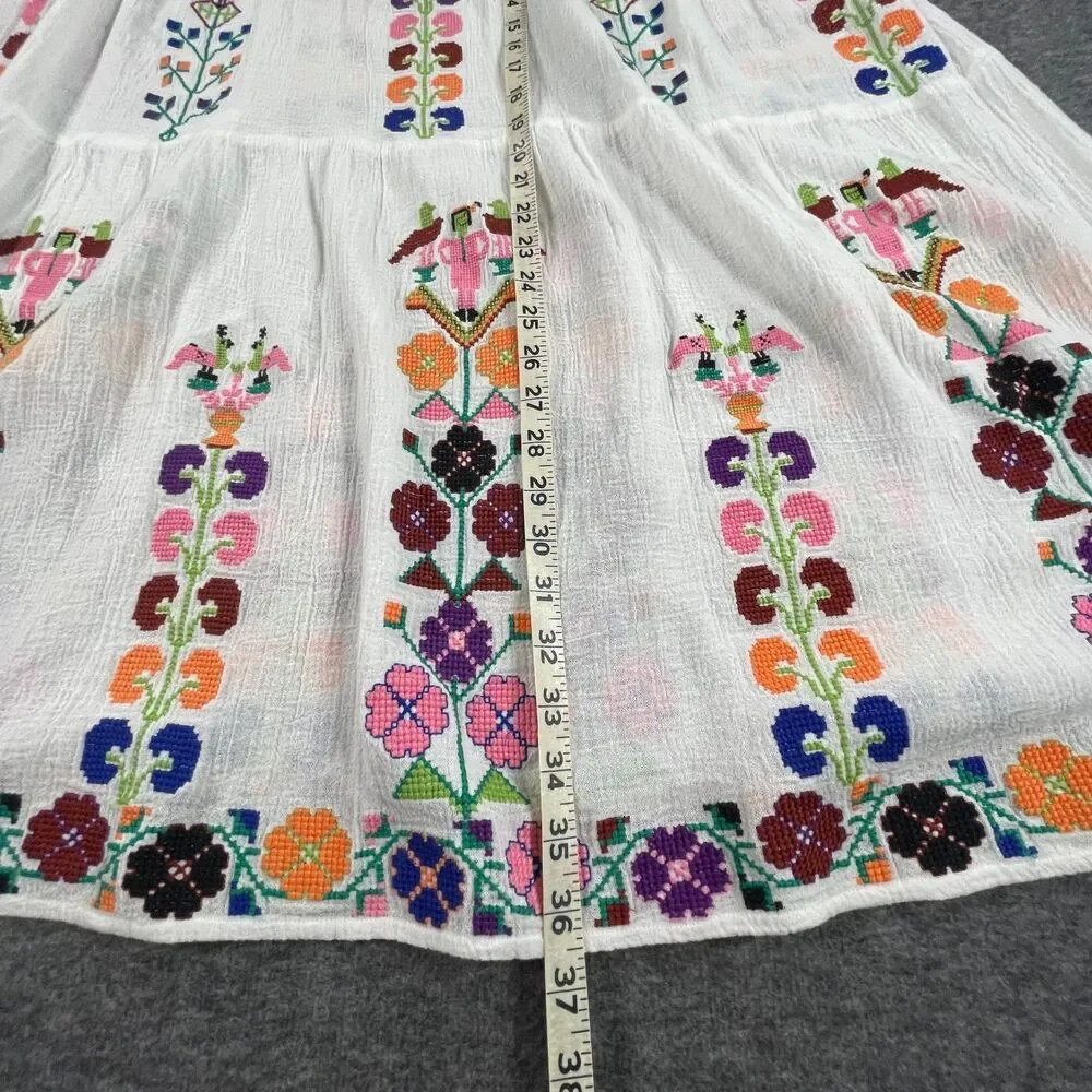 Melissa Odabash Pixi Maxi Skirt White Embroidered Cotton Size M Rare Sample Boho - Picture 8 of 11